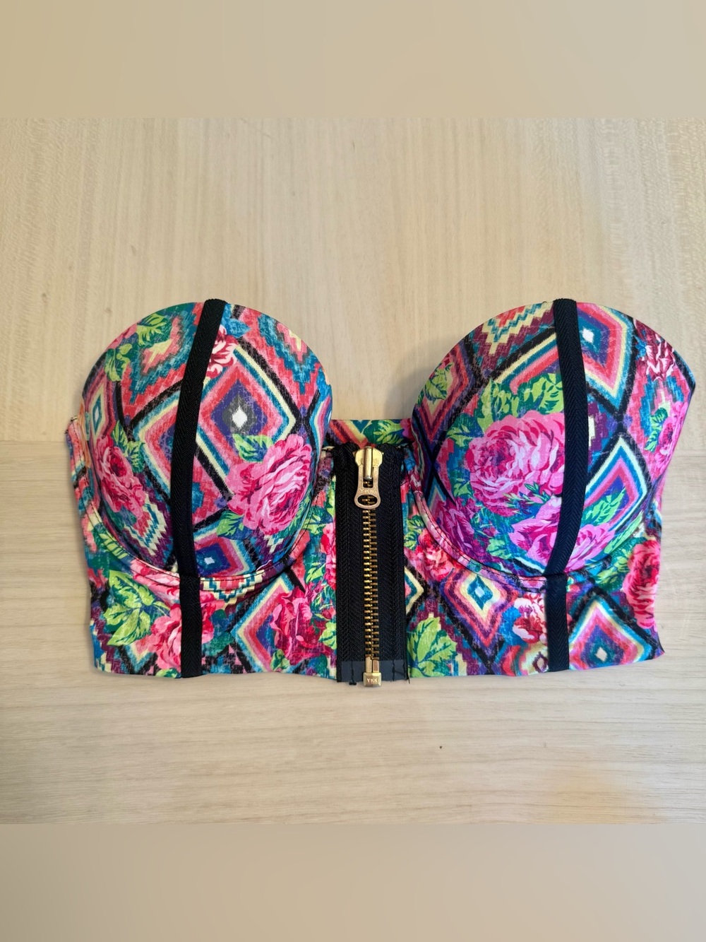 Beach Bunny Bikini Bustier Strawberry Fields Underwire Strappy Set Large 2016 L - Picture 6 of 16